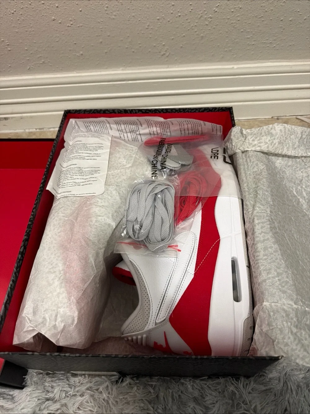 Air Jordan 3 Tinker Hatfield Air Max 1 White Red (CJ0939-100) - Size 12 DS